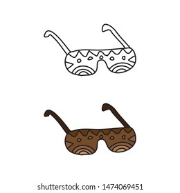 cartoon drawing of brown sunglasses