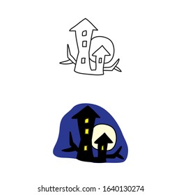 cartoon drawing of a castle