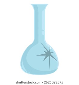 Cartoon drawing of a chemistry flask with a large crack illustrating a failed experiment