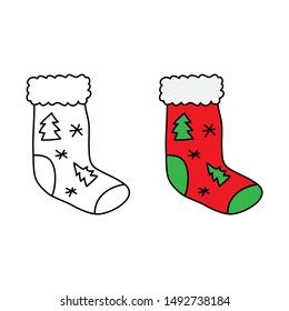 cartoon drawing of a christmas stocking