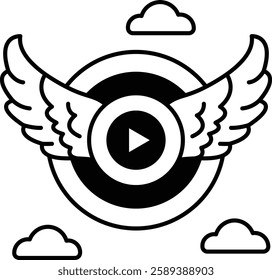 A cartoon drawing of a circle with an arrow pointing to the right
