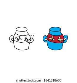 cartoon drawing of clay pottery