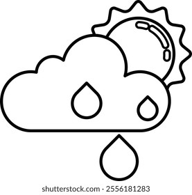 A cartoon drawing of a cloud with rain falling from it