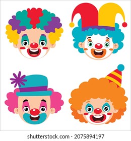 Cartoon Drawing Of Clown Heads