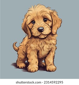 Cartoon drawing of cockapoo puppy - Shutterstock ID 2314592295