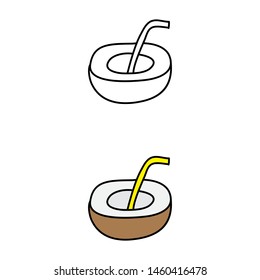 cartoon drawing of a coconut drink