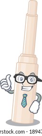 cartoon drawing of concealer stick Businessman wearing glasses and tie