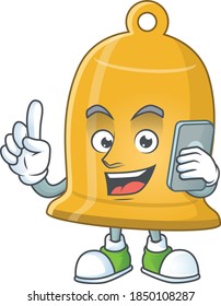 cartoon drawing concept of bell speaking with friends on phone. Vector illustration