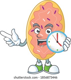 cartoon drawing concept of bread with a circle clock. Vector illustration