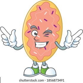 Cartoon drawing concept of bread showing cute wink eye. Vector illustration