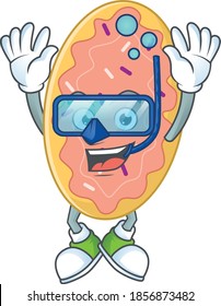 dibujo de dibujos animados concepto de pan con gafas de buceo frescas listas para nadar. Ilustración del vector