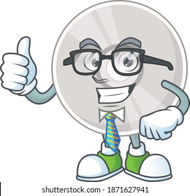 cartoon drawing concept of compact disk as a successful businessman. Vector illustration