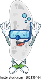 cartoon drawing concept of gemmatimonadetes wearing cool Diving glasses ready to swim. Vector illustration