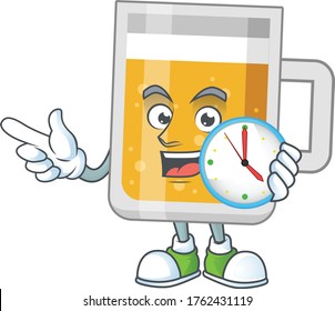 cartoon drawing concept of glass of beer with a circle clock