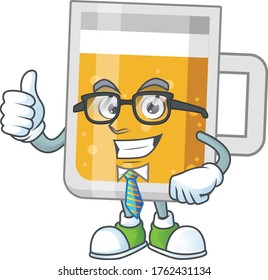 cartoon drawing concept of glass of beer as a successful businessman