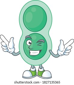 Cartoon drawing concept of green streptococcus pneumoniae showing cute wink eye. Vector illustration