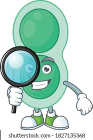 dibujo de dibujos de streptococcus pneumoniae verde trabajando como detective privado. Ilustración del vector