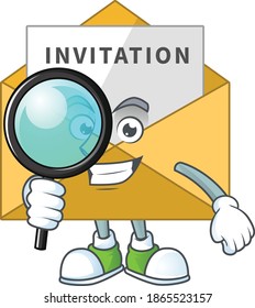 cartoon drawing concept of invitation message working as a Private Detective. Vector illustration