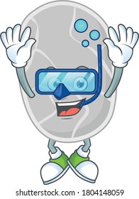 cartoon drawing concept of nitrospirae wearing cool Diving glasses ready to swim. Vector illustration