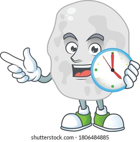 cartoon drawing concept of planctomycetes with a circle clock. Vector illustration