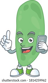 cartoon drawing concept of thermus thermophilus speaking with friends on phone. Vector illustration