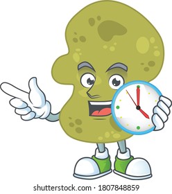 cartoon drawing concept of verrucomicrobia with a circle clock. Vector illustration