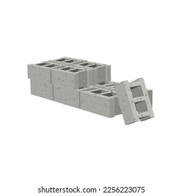 Cartoon drawing of concrete blocks on white background. Construction site objects vector illustration. Construction concept