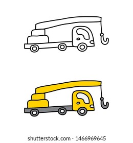 cartoon drawing of a crane car