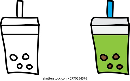 cartoon drawing of a cup of bubble tea