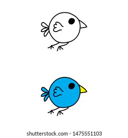 cartoon drawing of a cute bird