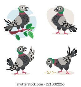 Cartoon Drawing Of Cute Pigeons