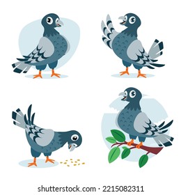 Cartoon Drawing Of Cute Pigeons