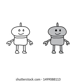 cartoon drawing of a cute robot