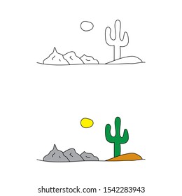 cartoon drawing of a desert scenery