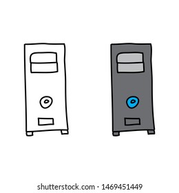 cartoon drawing of a desktop computer