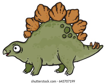 Cartoon drawing of a dinosaur - a Stegosaurus. Vector illustration.
