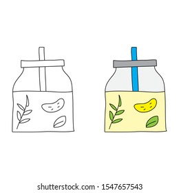 cartoon drawing of a drink in a jar
