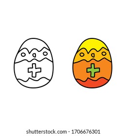 dibujo animado de un huevo de Pascua con una cruz médica