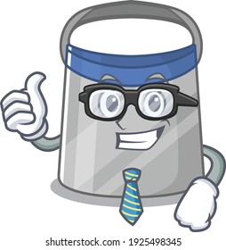 dibujo de caricatura escudo de cara Empresario con gafas y corbata