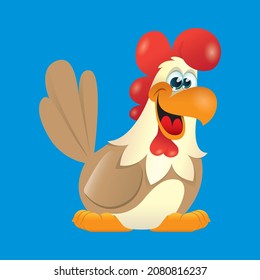 a cartoon drawing of a farm rooster used for indoor playground softplay
