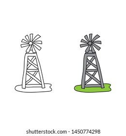 cartoon drawing of a farm windmill