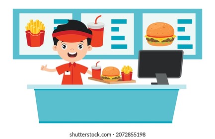 Cartoon Drawing Of Fast Food Restaurant