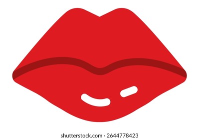 Dibujo de dibujos animados con labios rojos ligeramente separados, expresando varias emociones sobre un fondo blanco limpio, perfecto para conceptos relacionados con la belleza, la moda y los cosméticos