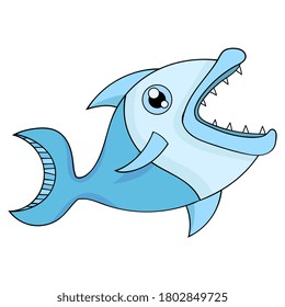 cartoon drawing of fish with sharp teeth