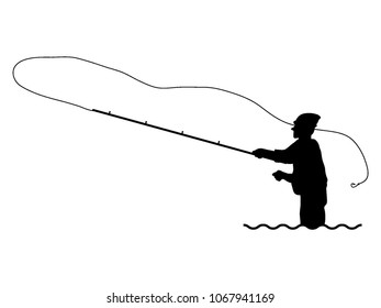 Cartoon Drawing of a Fisherman