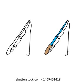 cartoon drawing of a fishing rod