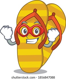 Eine Cartoon-Zeichnung von Flip-Flops in einem Super-Helden-Charakter