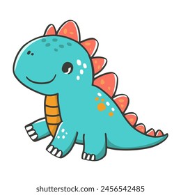 cartoon drawing of a friendly dinosaur standing on its hind legs with a big smile