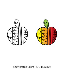 cartoon drawing of a fruit with abstract pattern