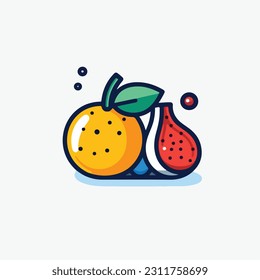 A cartoon drawing of fruits icon. pear, mango, pinapple, apple, orange, strawberry, banana, pears. illustration of fruits icon white background. Isolated.